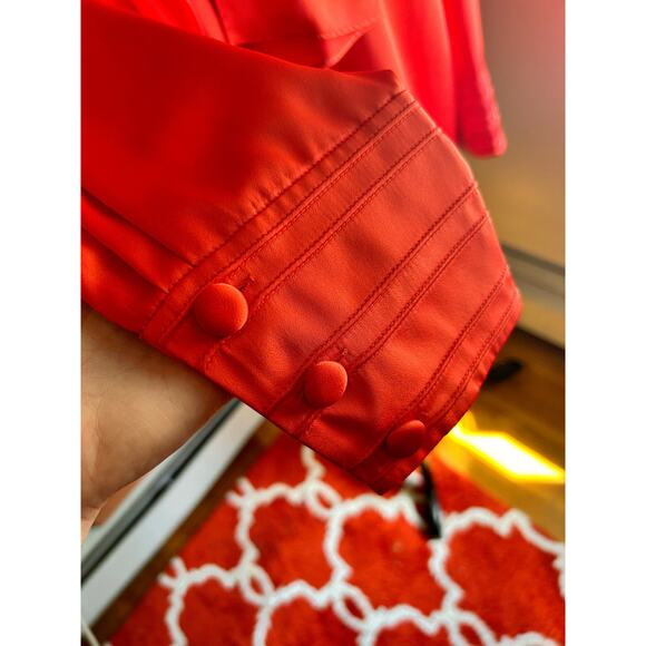 Louis Féraud Vintage Red Secretary Bow Blouse – Size US 16 / XL - Picture 5 of 12